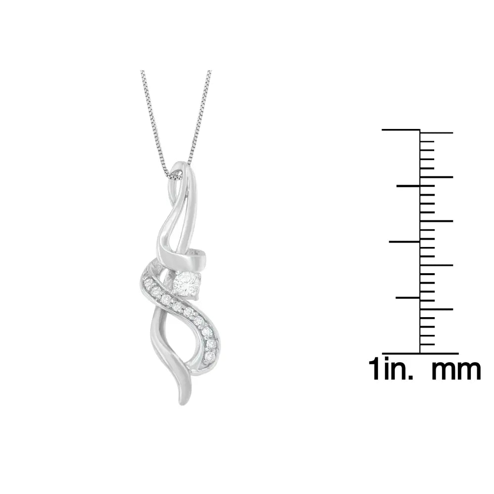 1/5 cttw round diamond swirl pendant necklace in 10k white gold bijoux-nyc direct
