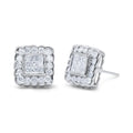 1 cttw princess cut square halo scallop stud earrings in 14k white gold bijoux-nyc direct