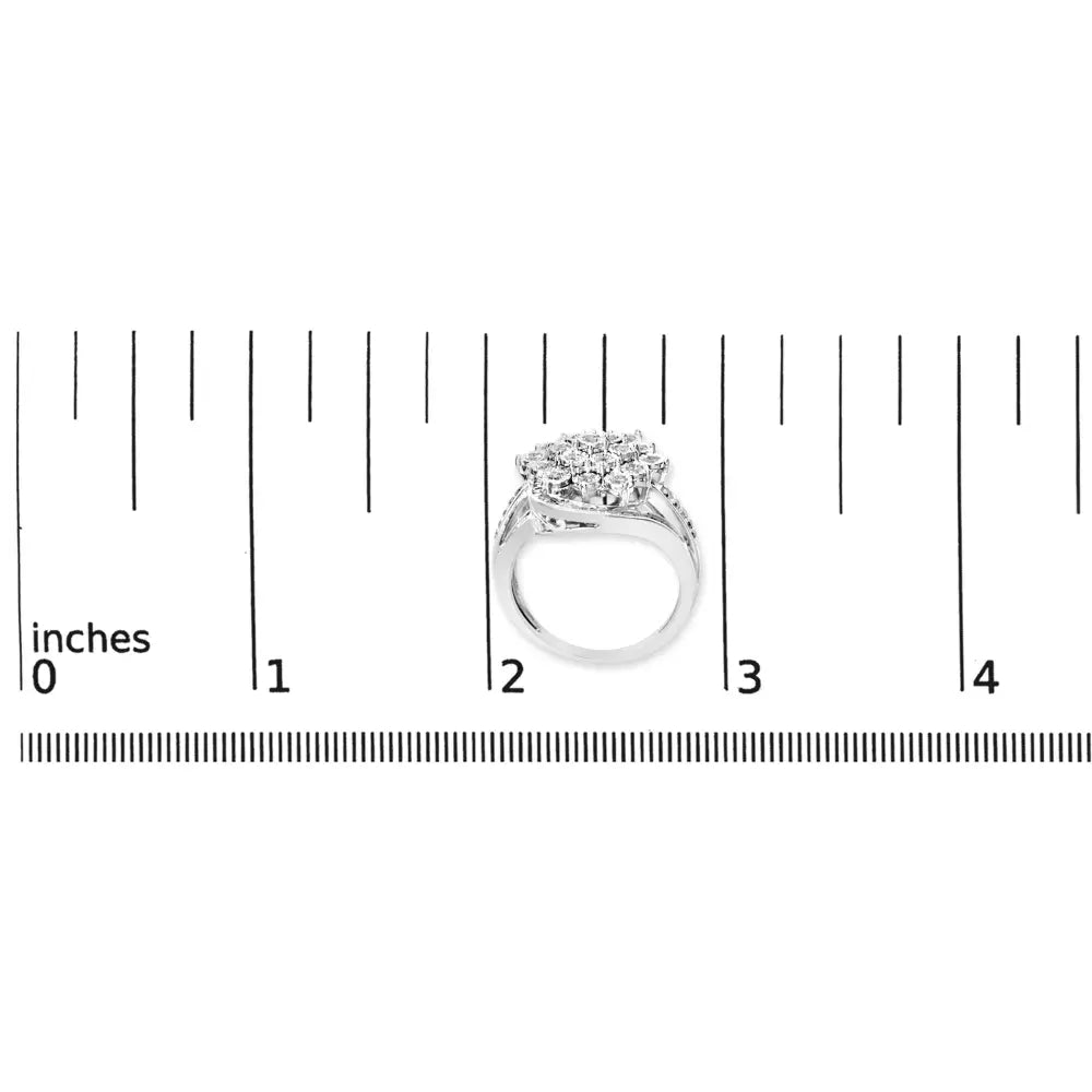 Sterling silver 1.0 cttw diamond swirl cluster cocktail ring bijoux-nyc direct