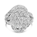 Sterling silver 1.0 cttw diamond swirl cluster cocktail ring bijoux-nyc direct