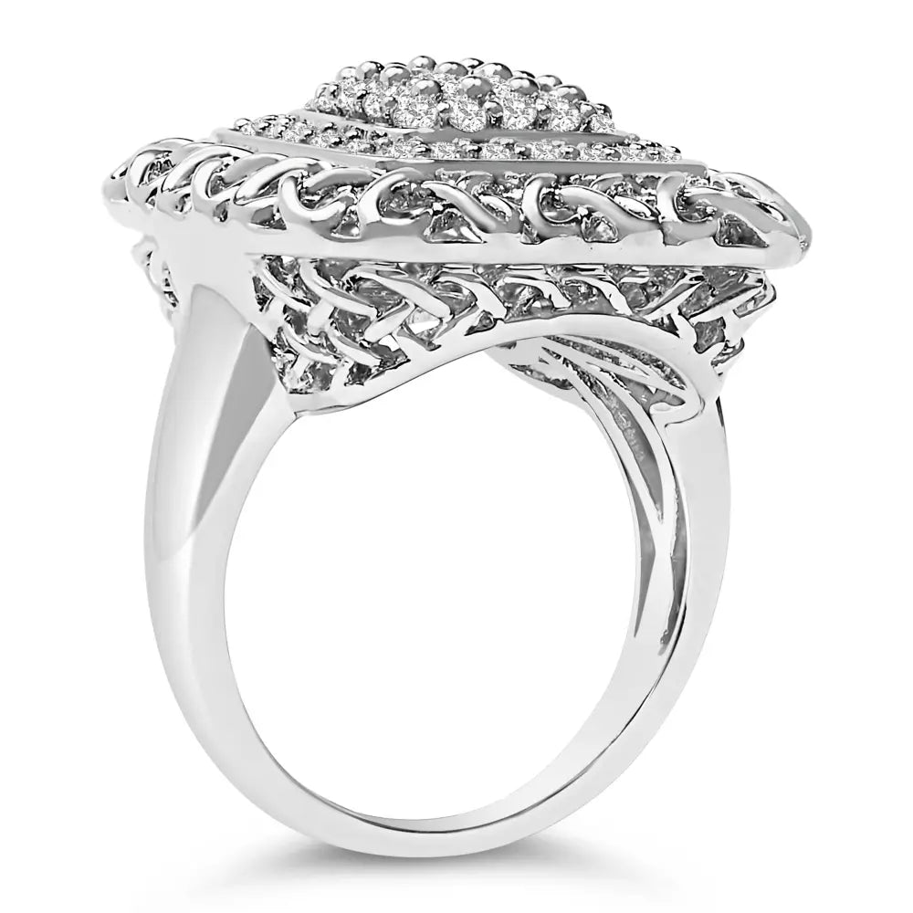 Sterling silver 1.0 cttw natural diamond celtic knot cocktail ring bijoux-nyc direct