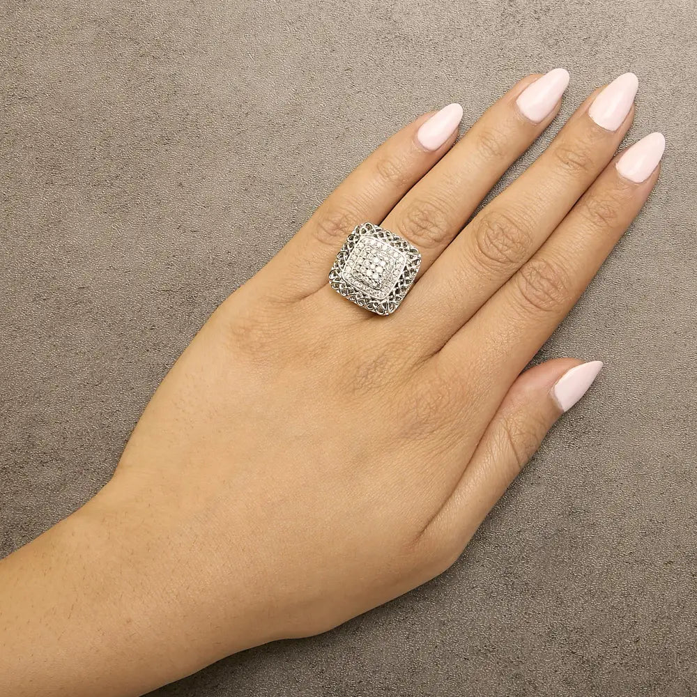 Sterling silver 1.0 cttw natural diamond celtic knot cocktail ring bijoux-nyc direct