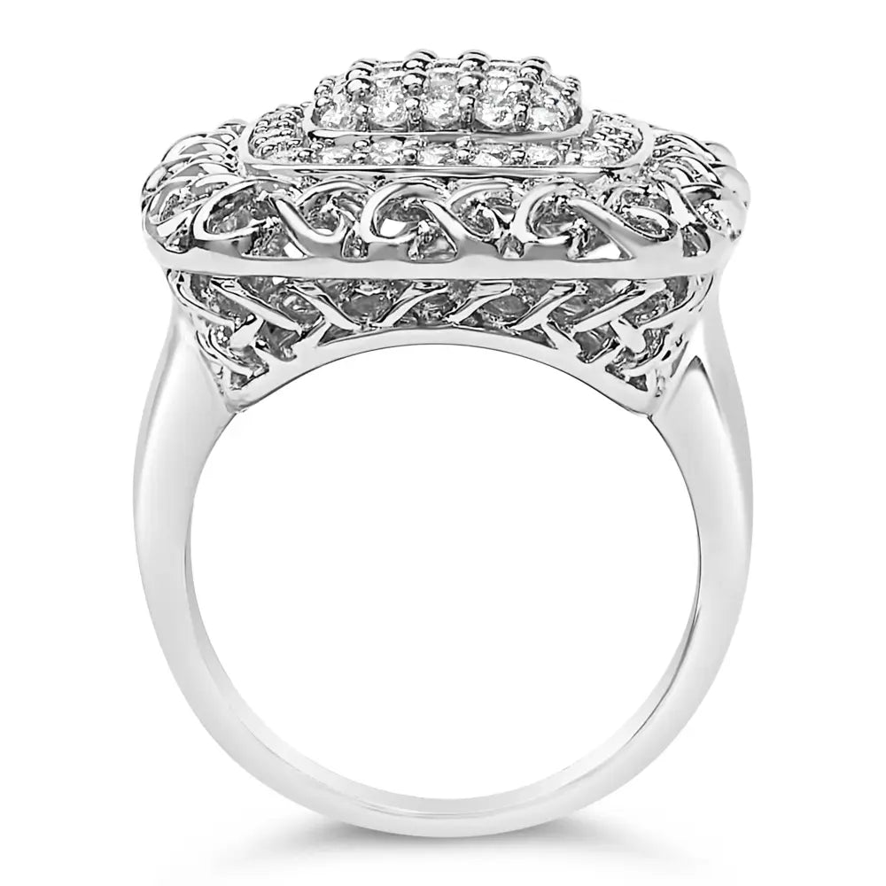 Sterling silver 1.0 cttw natural diamond celtic knot cocktail ring bijoux-nyc direct