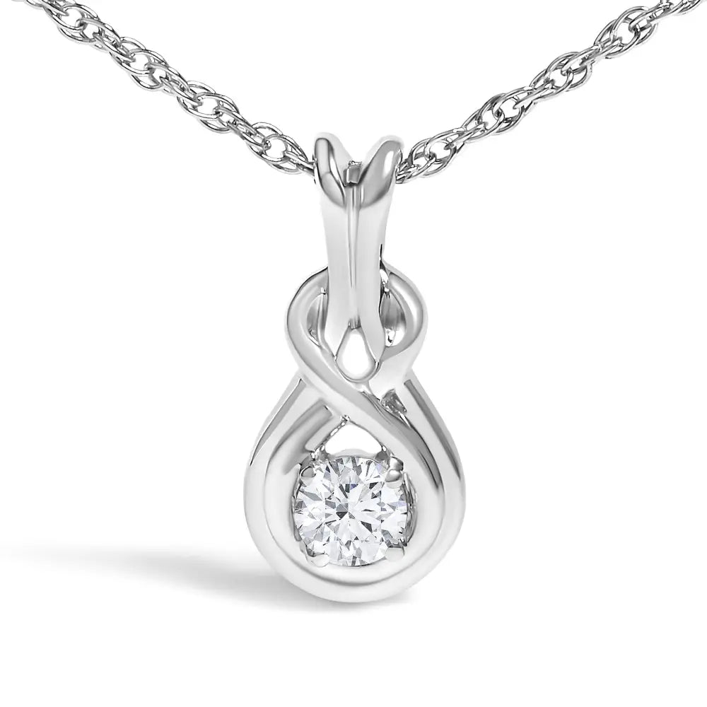 Sterling silver 1/10 cttw lab grown diamond love knot necklace 18 inches bijoux-nyc direct