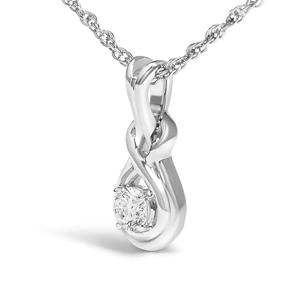 Sterling silver 1/10 cttw lab grown diamond love knot necklace 18 inches bijoux-nyc direct