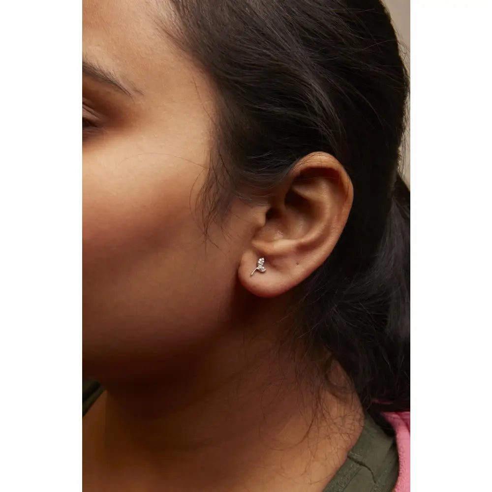 Sterling silver 1/16ct tdw diamond leaf post earrings bijoux-nyc direct