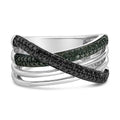 Sterling silver 1/2 cttw black and blue diamond crossover bypass ring bijoux-nyc direct