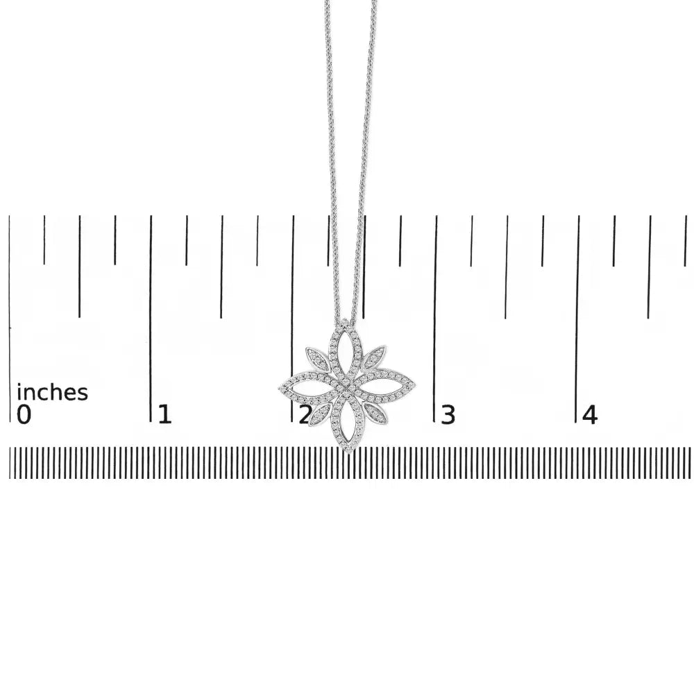 Sterling silver 1/2 cttw diamond floral cross pendant necklace 18 inch bijoux-nyc direct