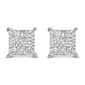 Sterling silver 1/2 cttw princess diamond invisible square stud earrings bijoux-nyc direct