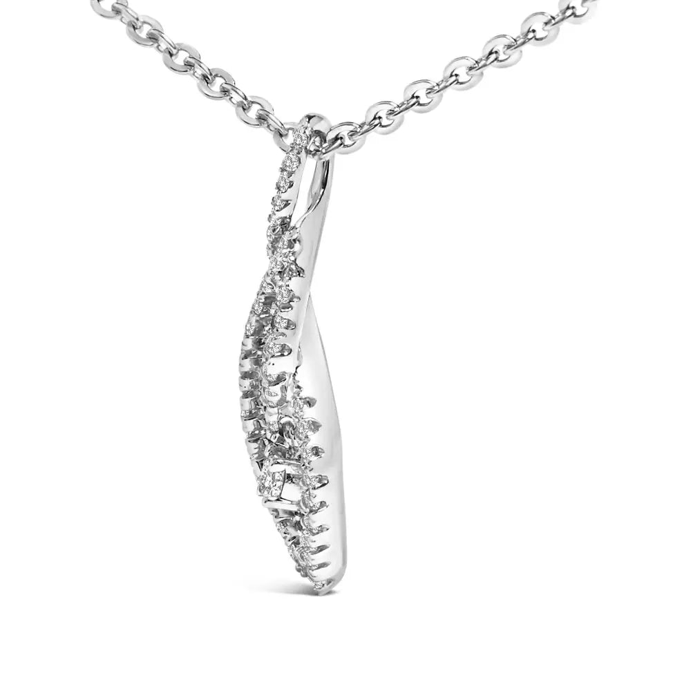 Diamond swirl teardrop pendant necklace in sterling silver 1/3 cttw bijoux-nyc direct