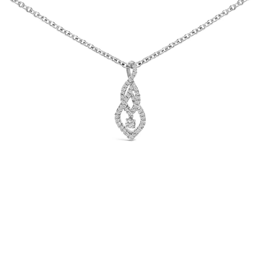 Diamond swirl teardrop pendant necklace in sterling silver 1/3 cttw bijoux-nyc direct