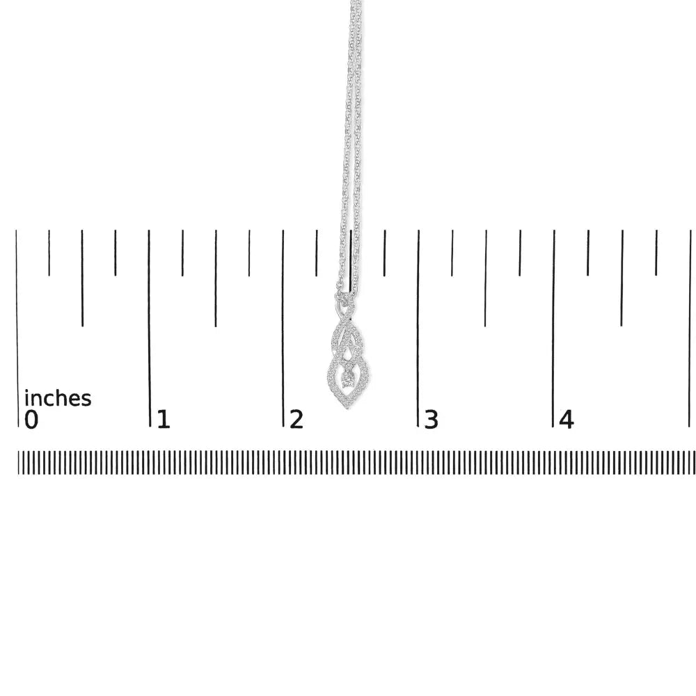 Diamond swirl teardrop pendant necklace in sterling silver 1/3 cttw bijoux-nyc direct