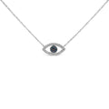 Sterling silver 1/4 cttw blue and white diamond evil eye necklace 18 inch bijoux-nyc direct
