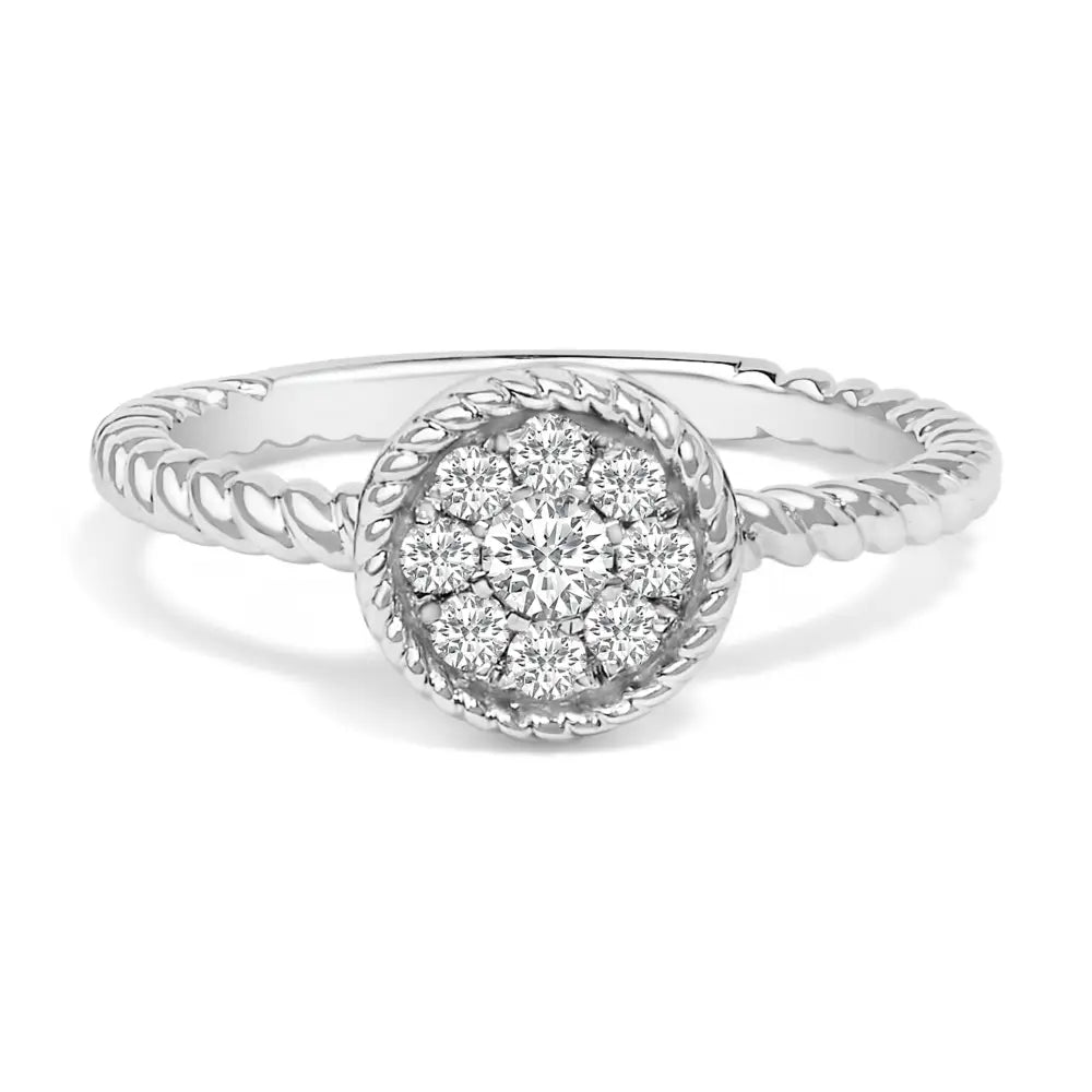 Sterling silver 1/4 cttw diamond floral braided ring bijoux-nyc direct