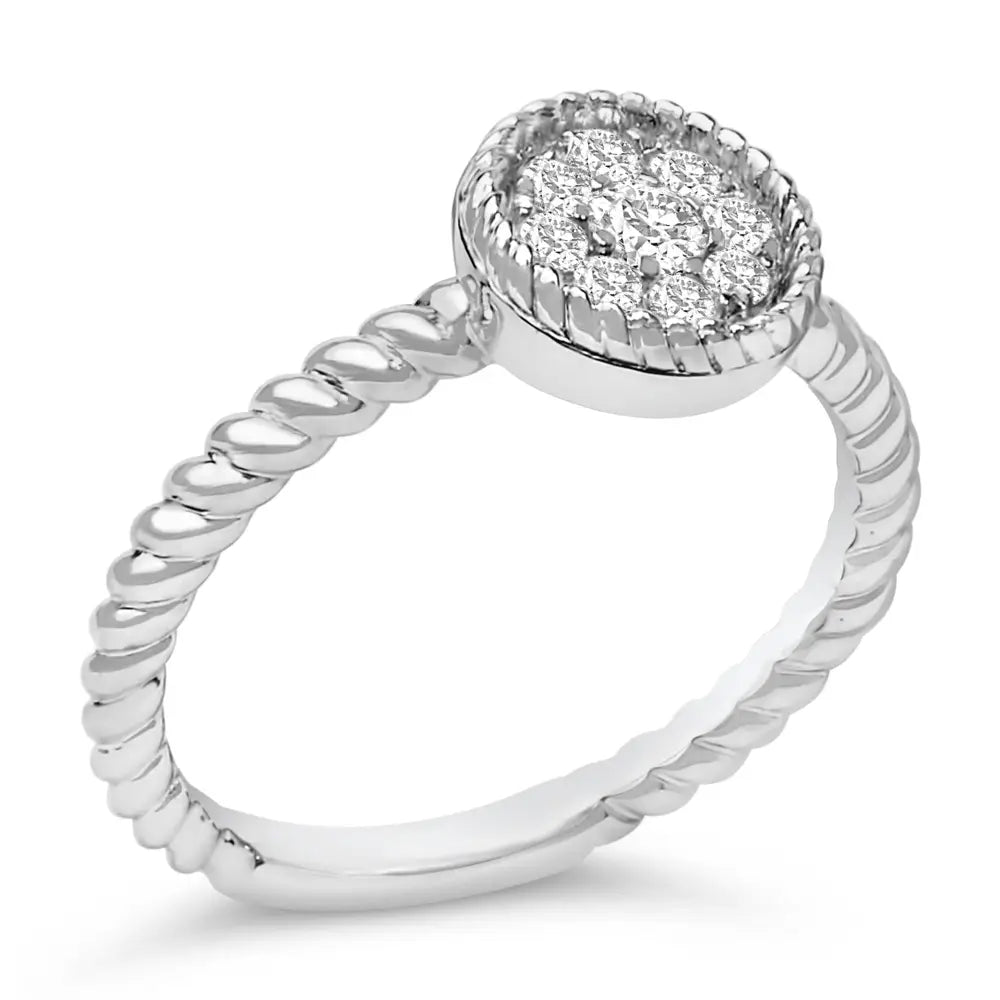 Sterling silver 1/4 cttw diamond floral braided ring bijoux-nyc direct