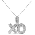 Sterling silver 1/4 cttw diamond pavé xo pendant necklace on 18 inch chain bijoux-nyc direct