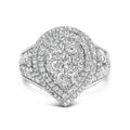 Sterling silver 1 cttw pear diamond triple halo cluster ring bijoux-nyc direct