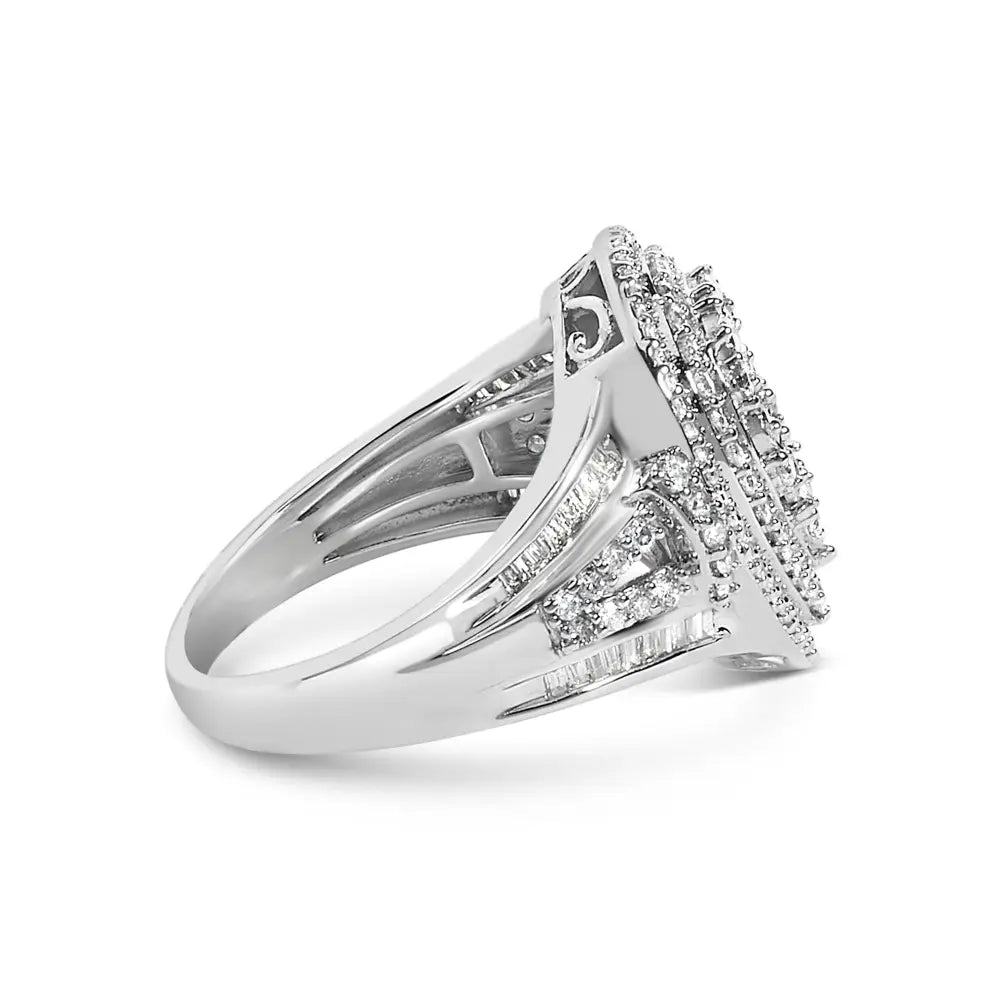 Sterling silver 1 cttw pear diamond triple halo cluster ring bijoux-nyc direct