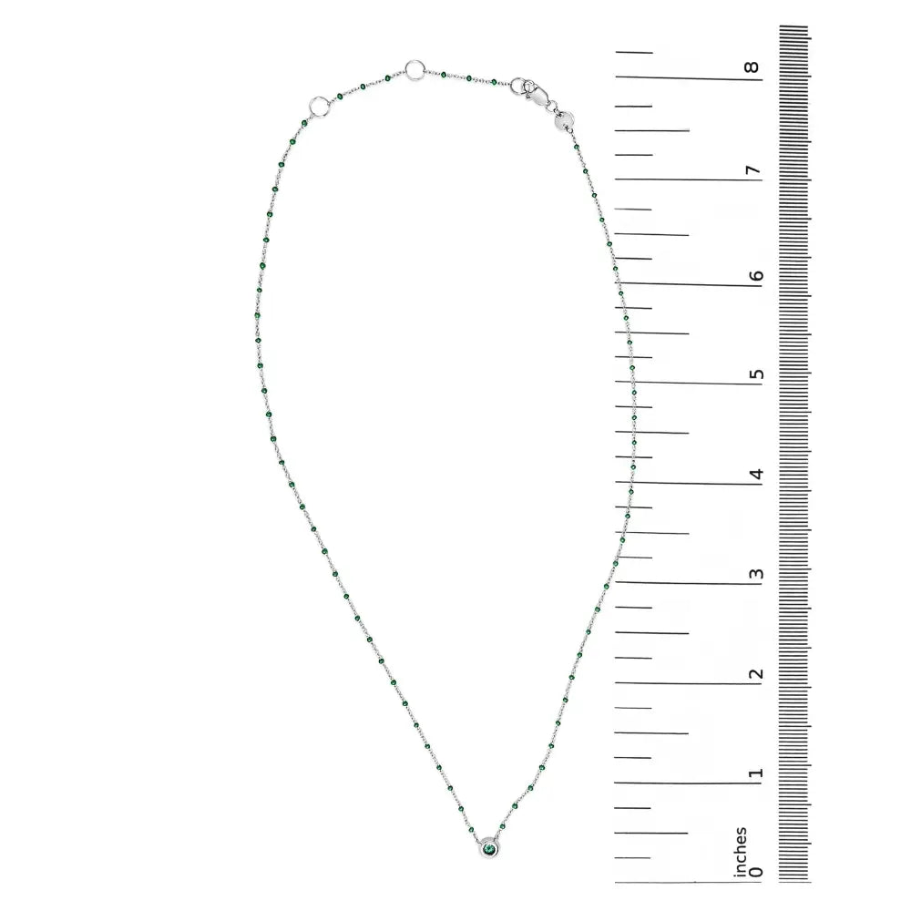 Sterling silver 18 inch lab created emerald bead chain necklace bijoux-nyc direct