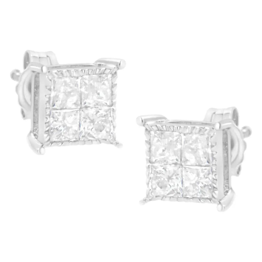 Sterling Silver 3/4 cttw Composite Diamond Stud Earrings (I-J, I2-I3) - Bijoux-NYC Direct