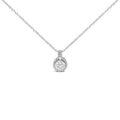 Sterling silver 3/4 cttw lab grown diamond halo pendant necklace 18 inch bijoux-nyc direct