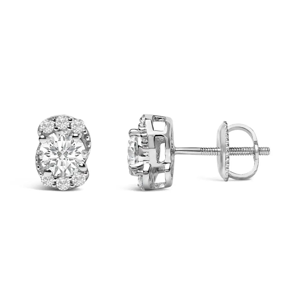 Sterling silver 5/8 cttw lab grown diamond oval cluster stud earrings bijoux-nyc direct