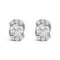 Sterling silver 5/8 cttw lab grown diamond oval cluster stud earrings bijoux-nyc direct