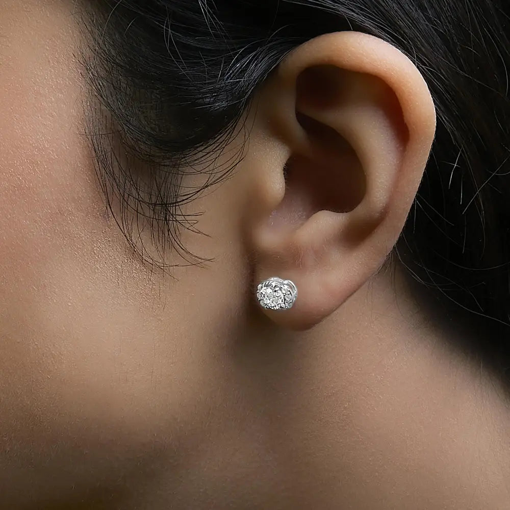 Sterling silver 5/8 cttw lab grown diamond oval cluster stud earrings bijoux-nyc direct