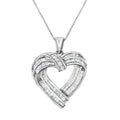Sterling silver 7/8 cttw baguette diamond interlocking heart necklace bijoux-nyc direct