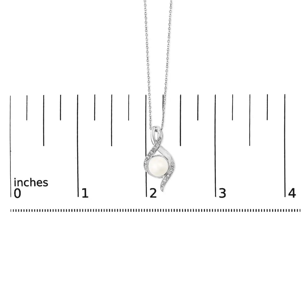 Pearl & diamond swirl pendant necklace in sterling silver – 7mm bijoux-nyc direct