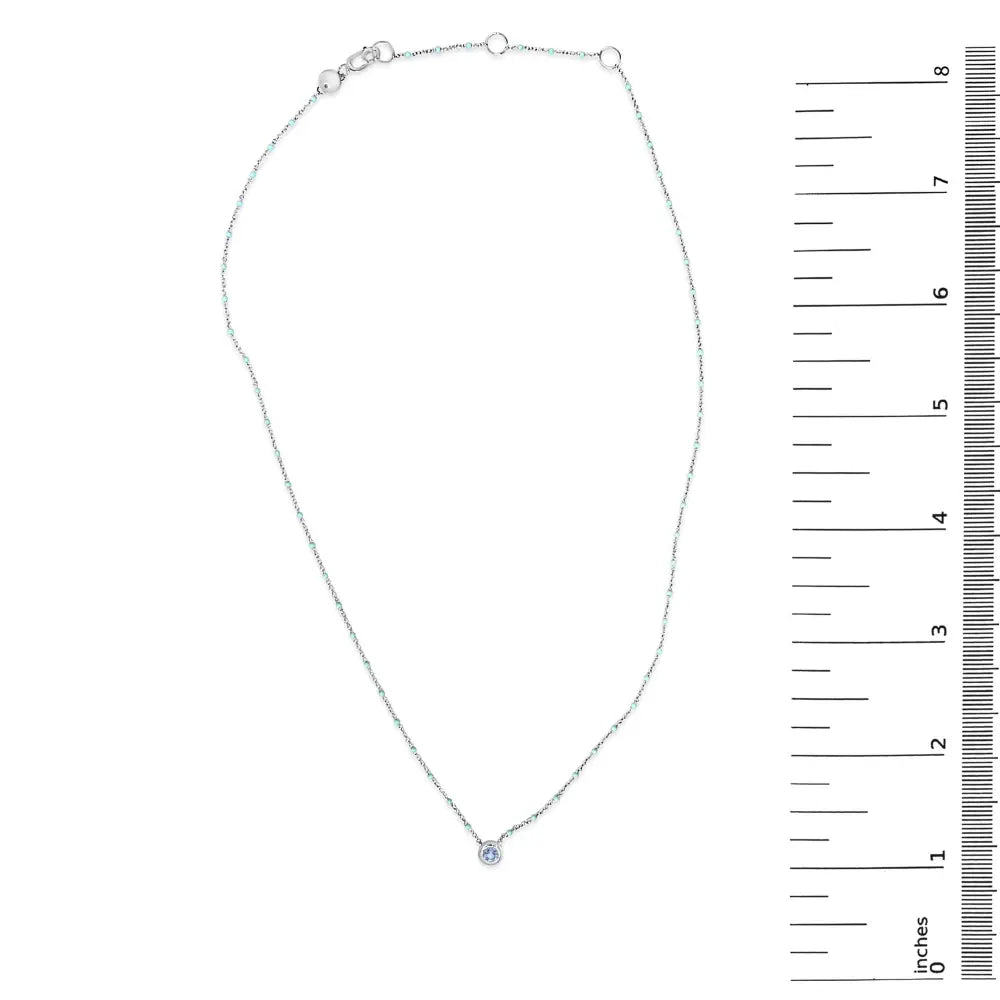 Sterling silver aquamarine and blue enamel bead chain necklace bijoux-nyc direct
