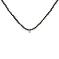 Sterling silver black spinel bead station necklace with diamond accent bijoux-nyc direct