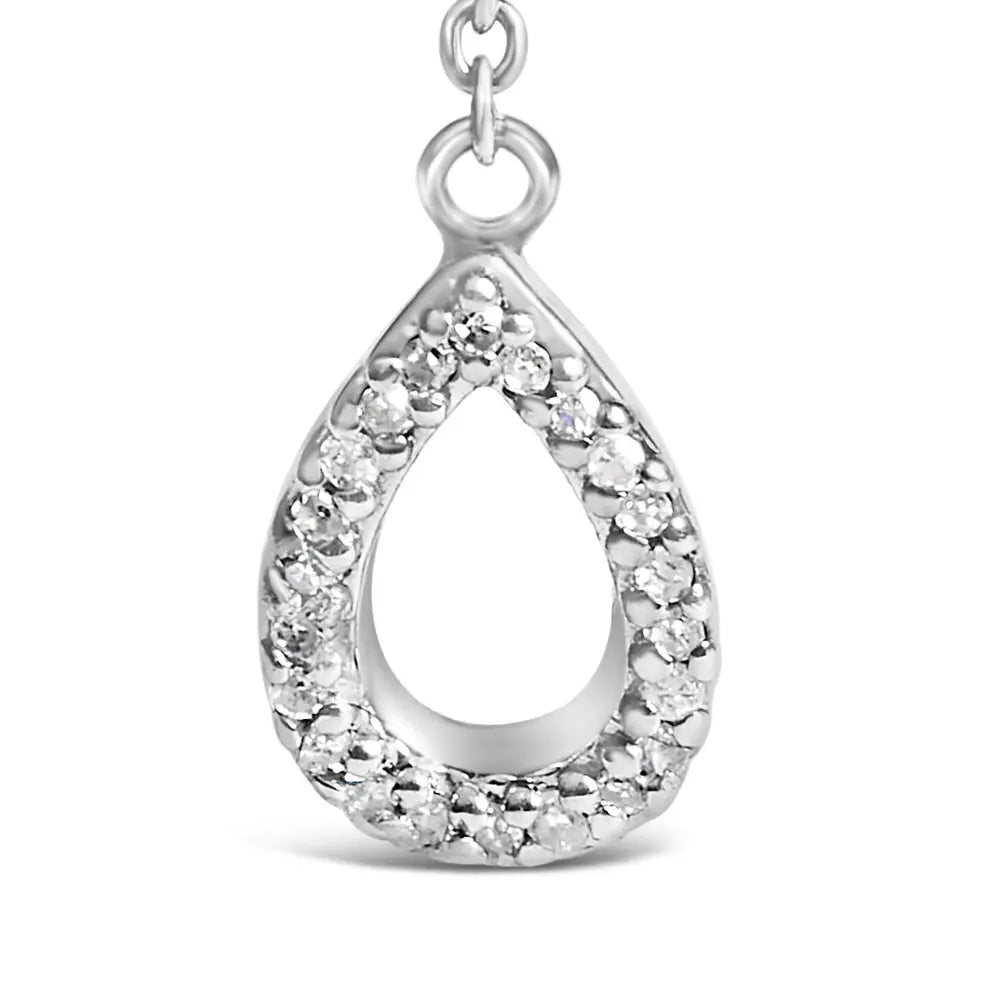 Sterling silver pear lab blue sapphire and diamond accent y necklace bijoux-nyc direct