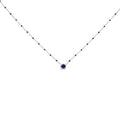 Sterling silver created blue sapphire round bead chain necklace 18 inch bijoux-nyc direct