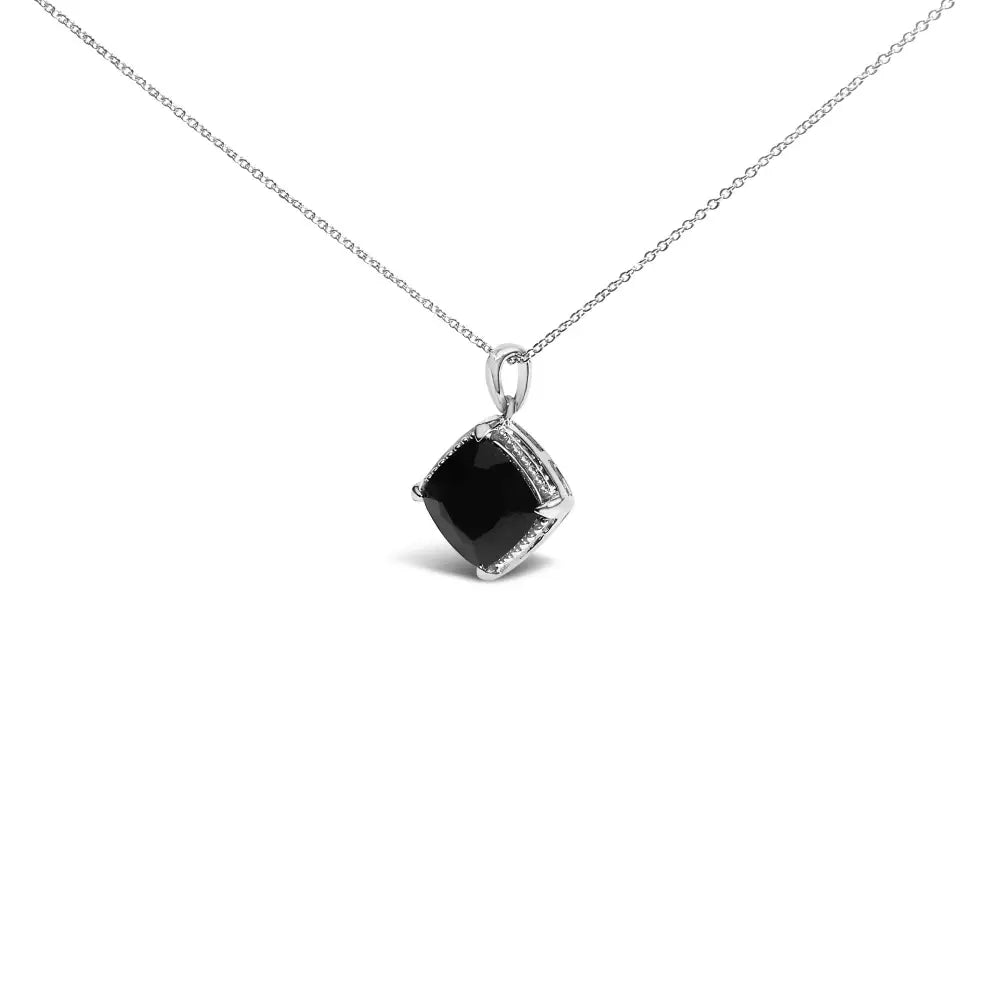 Sterling silver cushion black onyx ring earrings and pendant set bijoux-nyc direct