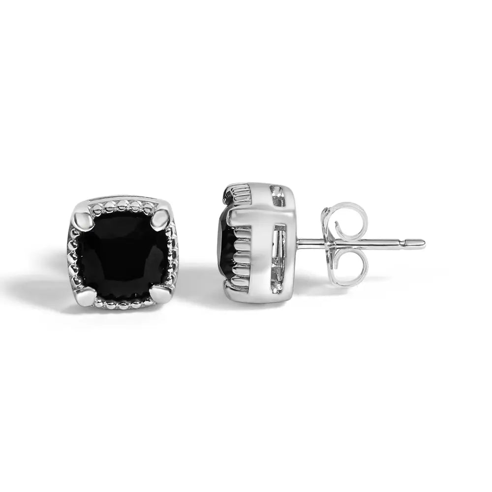 Sterling silver cushion black onyx ring earrings and pendant set bijoux-nyc direct