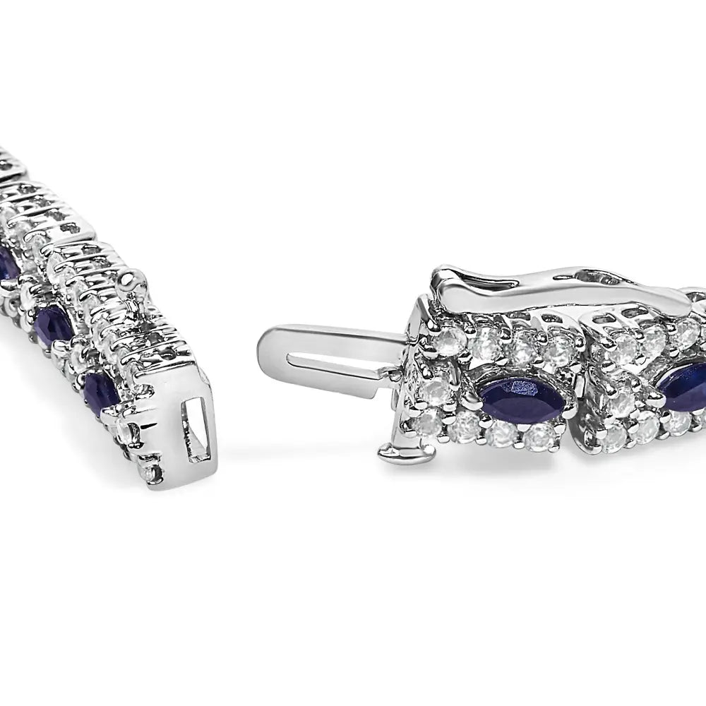 Sterling silver dark blue sapphire and white topaz art deco bracelet bijoux-nyc direct