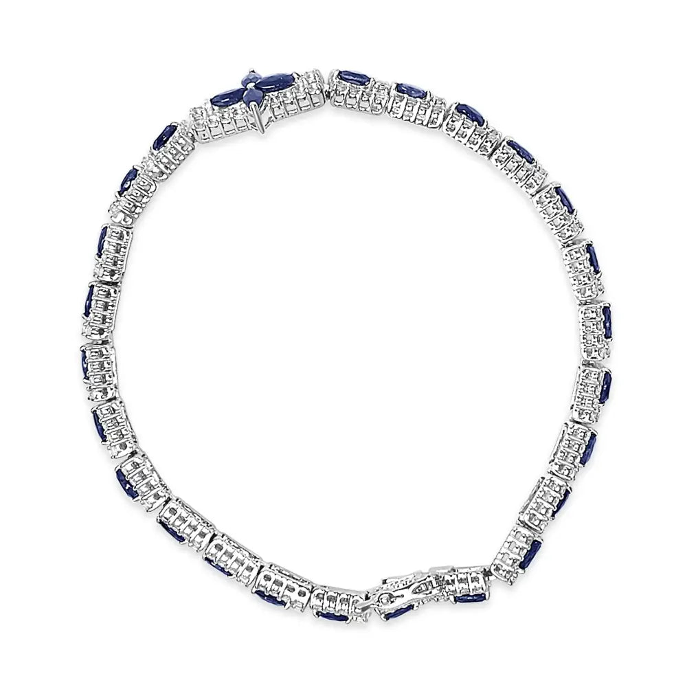 Sterling silver dark blue sapphire and white topaz art deco bracelet bijoux-nyc direct
