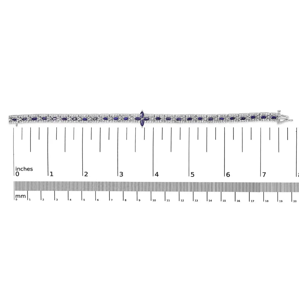 Sterling silver dark blue sapphire and white topaz art deco bracelet bijoux-nyc direct