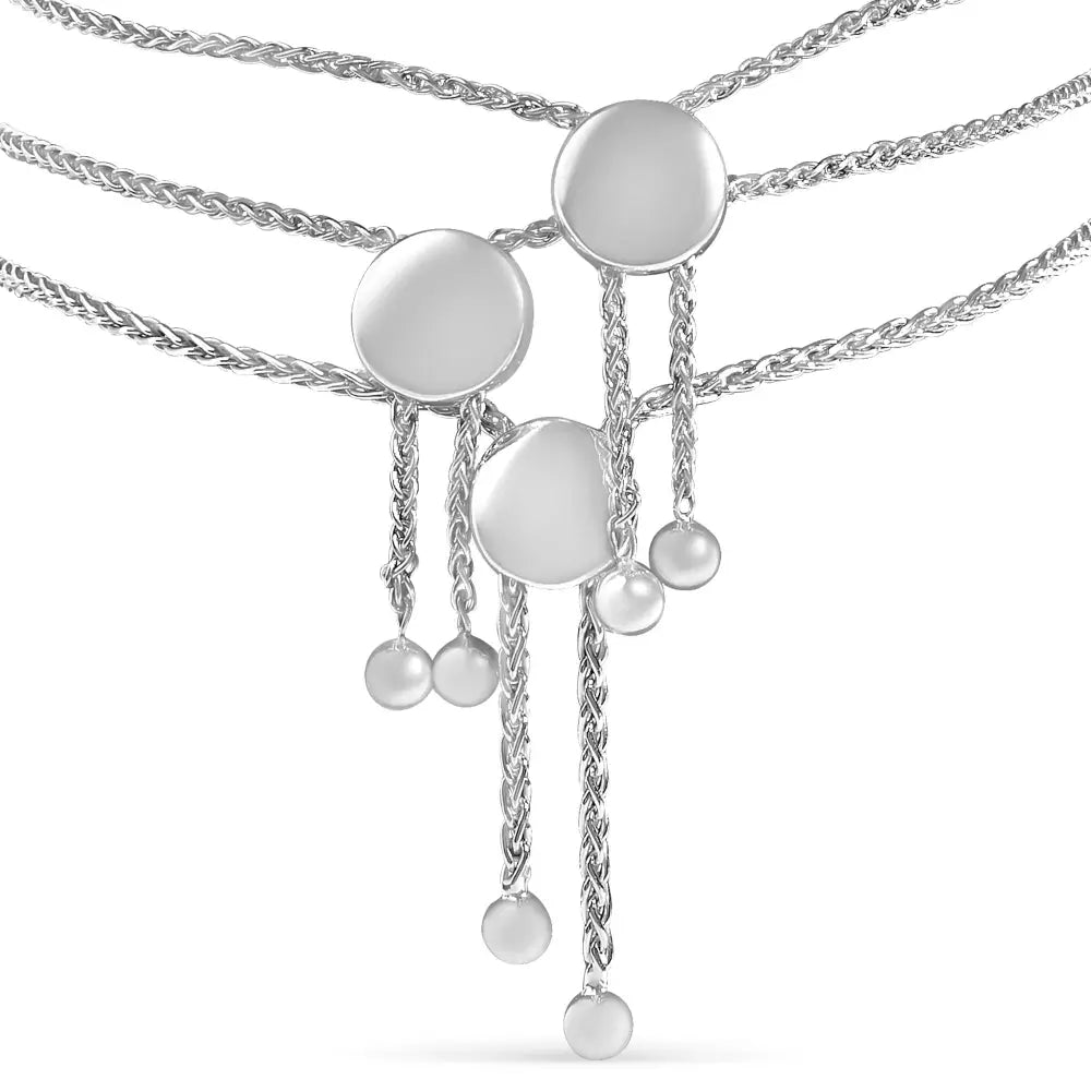Sterling silver diamond accent 3 piece adjustable heart bolo bracelet set bijoux-nyc direct