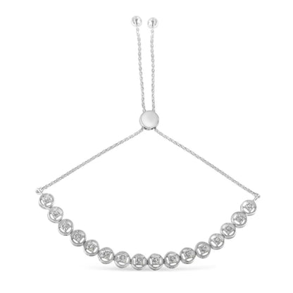 Sterling Silver Diamond Bolo Bracelet (0.1 cttw, I-J Color, I3 Clarity) - Bijoux-NYC Direct