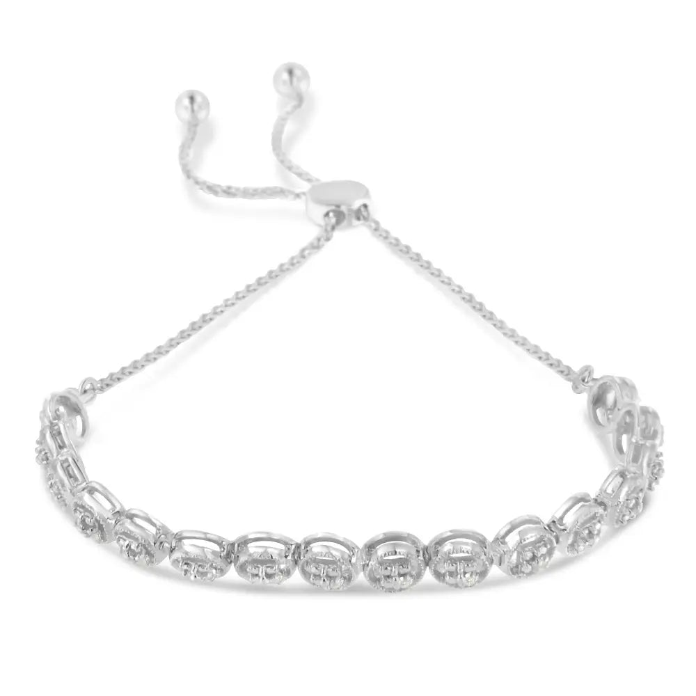Sterling silver 0.10 cttw rose cut diamond bolo bracelet bijoux-nyc direct