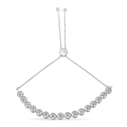 Sterling Silver Diamond Bolo Bracelet (0.25 cttw, I-J Color, I3 Clarity) - Bijoux-NYC Direct
