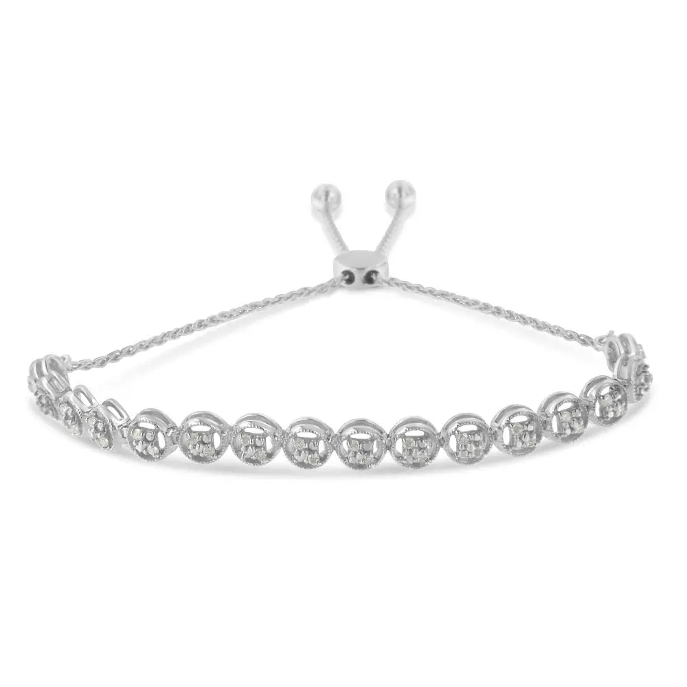 Sterling Silver Diamond Bolo Bracelet (0.25 cttw, I-J Color, I3 Clarity) - Bijoux-NYC Direct