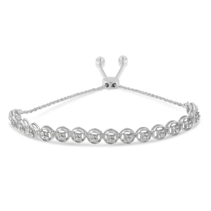 Sterling Silver Diamond Bolo Bracelet (0.25 cttw, I-J Color, I3 Clarity) - Bijoux-NYC Direct