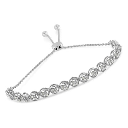 Sterling Silver Diamond Bolo Bracelet (0.25 cttw, I-J Color, I3 Clarity) - Bijoux-NYC Direct