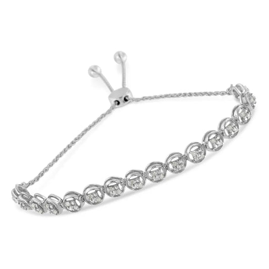 Sterling Silver Diamond Bolo Bracelet (0.25 cttw, I-J Color, I3 Clarity) - Bijoux-NYC Direct