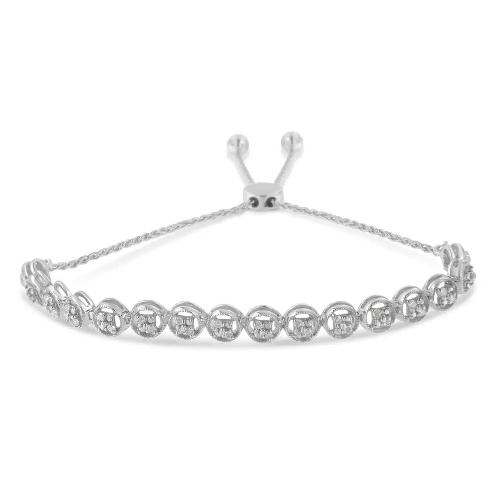 Sterling silver 0.25 cttw rose cut diamond bolo bracelet bijoux-nyc direct