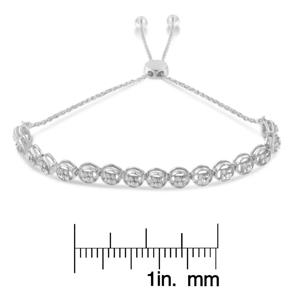 Sterling silver 0.25 cttw rose cut diamond bolo bracelet bijoux-nyc direct