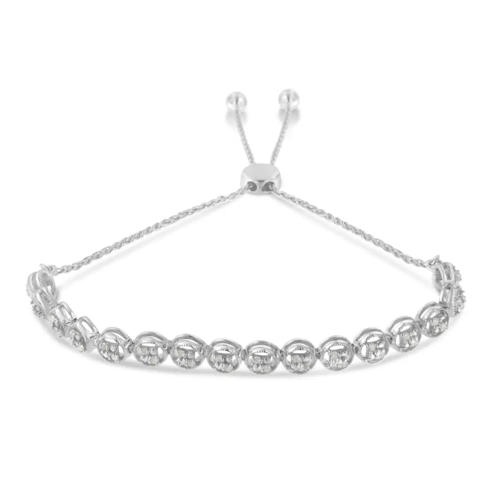 Sterling silver 0.25 cttw rose cut diamond bolo bracelet bijoux-nyc direct
